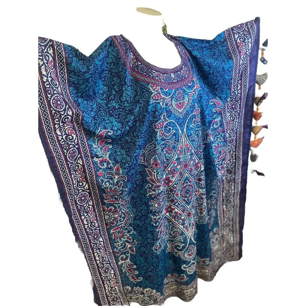 Gypsie Blu Mumu Dress Women‎ One Size Kimono Long Maxi Kaftan Beach Coverup New